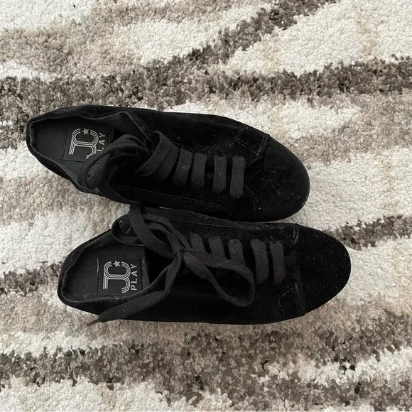 JC Play by Jeffery Campbell Black Suede Slip On Platform Shoe